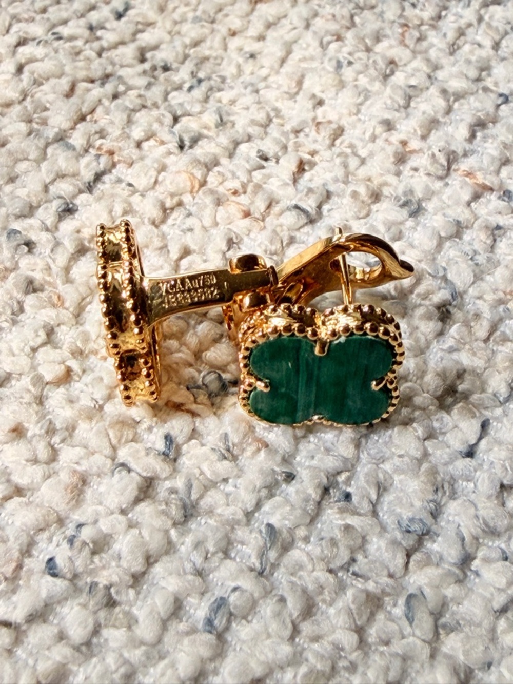 Green Clover Gold Earrings Beautiful Green